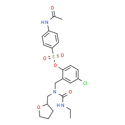 ChemSpider 2D Image | 4-Chloro-2-{[(ethylcarbamoyl)(tetrahydro-2-furanylmethyl)amino]methyl}phenyl 4-acetamidobenzenesulfonate | C23H28ClN3O6S