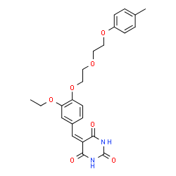 ChemSpider 2D Image | 5-(3-Ethoxy-4-{2-[2-(4-methylphenoxy)ethoxy]ethoxy}benzylidene)-2,4,6(1H,3H,5H)-pyrimidinetrione | C24H26N2O7