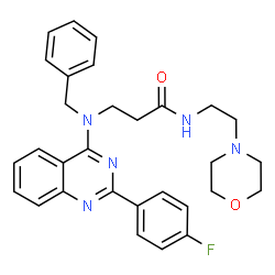 ChemSpider 2D Image | N~3~-Benzyl-N~3~-[2-(4-fluorophenyl)-4-quinazolinyl]-N-[2-(4-morpholinyl)ethyl]-beta-alaninamide | C30H32FN5O2