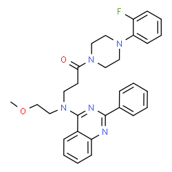 ChemSpider 2D Image | 1-[4-(2-Fluorophenyl)-1-piperazinyl]-3-[(2-methoxyethyl)(2-phenyl-4-quinazolinyl)amino]-1-propanone | C30H32FN5O2