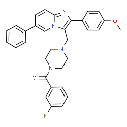 ChemSpider 2D Image | (3-Fluorophenyl)(4-{[2-(4-methoxyphenyl)-6-phenylimidazo[1,2-a]pyridin-3-yl]methyl}-1-piperazinyl)methanone | C32H29FN4O2