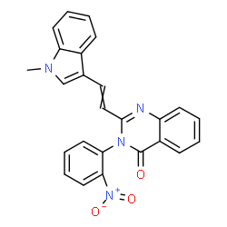 ChemSpider 2D Image | 2-[2-(1-Methyl-1H-indol-3-yl)vinyl]-3-(2-nitrophenyl)-4(3H)-quinazolinone | C25H18N4O3