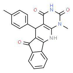 ChemSpider 2D Image | 1-Methyl-5-(4-methylphenyl)-5,11-dihydro-1H-indeno[2',1':5,6]pyrido[2,3-d]pyrimidine-2,4,6(3H)-trione | C22H17N3O3