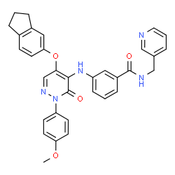 ChemSpider 2D Image | 3-{[5-(2,3-Dihydro-1H-inden-5-yloxy)-2-(4-methoxyphenyl)-3-oxo-2,3-dihydro-4-pyridazinyl]amino}-N-(3-pyridinylmethyl)benzamide | C33H29N5O4