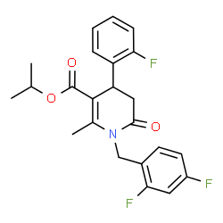 ChemSpider 2D Image | Isopropyl 1-(2,4-difluorobenzyl)-4-(2-fluorophenyl)-2-methyl-6-oxo-1,4,5,6-tetrahydro-3-pyridinecarboxylate | C23H22F3NO3