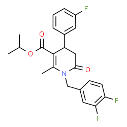 ChemSpider 2D Image | Isopropyl 1-(3,4-difluorobenzyl)-4-(3-fluorophenyl)-2-methyl-6-oxo-1,4,5,6-tetrahydro-3-pyridinecarboxylate | C23H22F3NO3