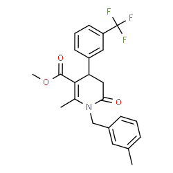 ChemSpider 2D Image | Methyl 2-methyl-1-(3-methylbenzyl)-6-oxo-4-[3-(trifluoromethyl)phenyl]-1,4,5,6-tetrahydro-3-pyridinecarboxylate | C23H22F3NO3