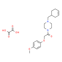 ChemSpider 2D Image | 1-[4-(3-Cyclohexen-1-ylmethyl)-1-piperazinyl]-2-(4-methoxyphenoxy)ethanone ethanedioate (1:1) | C22H30N2O7