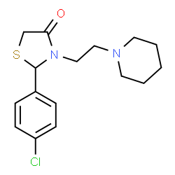 ChemSpider 2D Image | 2-(4-Chlorophenyl)-3-[2-(1-piperidinyl)ethyl]-1,3-thiazolidin-4-one | C16H21ClN2OS