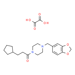 ChemSpider 2D Image | 1-[4-(1,3-Benzodioxol-5-ylmethyl)-1-piperazinyl]-3-cyclopentyl-1-propanone ethanedioate (1:1) | C22H30N2O7