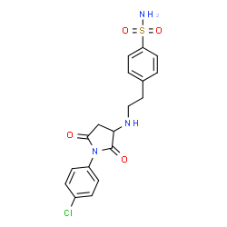ChemSpider 2D Image | 4-(2-{[1-(4-Chlorophenyl)-2,5-dioxo-3-pyrrolidinyl]amino}ethyl)benzenesulfonamide | C18H18ClN3O4S
