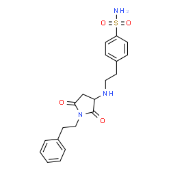 ChemSpider 2D Image | 4-(2-{[2,5-Dioxo-1-(2-phenylethyl)-3-pyrrolidinyl]amino}ethyl)benzenesulfonamide | C20H23N3O4S