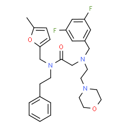 ChemSpider 2D Image | N~2~-(3,5-Difluorobenzyl)-N-[(5-methyl-2-furyl)methyl]-N~2~-[2-(4-morpholinyl)ethyl]-N-(2-phenylethyl)glycinamide | C29H35F2N3O3