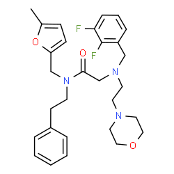 ChemSpider 2D Image | N~2~-(2,3-Difluorobenzyl)-N-[(5-methyl-2-furyl)methyl]-N~2~-[2-(4-morpholinyl)ethyl]-N-(2-phenylethyl)glycinamide | C29H35F2N3O3