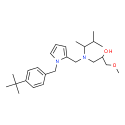 ChemSpider 2D Image | 1-Methoxy-3-[(3-methyl-2-butanyl)({1-[4-(2-methyl-2-propanyl)benzyl]-1H-pyrrol-2-yl}methyl)amino]-2-propanol | C25H40N2O2