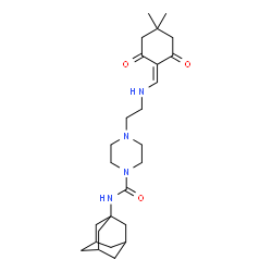 ChemSpider 2D Image | N-(Adamantan-1-yl)-4-(2-{[(4,4-dimethyl-2,6-dioxocyclohexylidene)methyl]amino}ethyl)-1-piperazinecarboxamide | C26H40N4O3