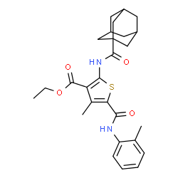 ChemSpider 2D Image | ethyl 2-(adamantane-1-amido)-4-methyl-5-[(2-methylphenyl)carbamoyl]thiophene-3-carboxylate | C27H32N2O4S