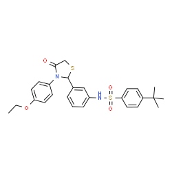 ChemSpider 2D Image | N-{3-[3-(4-Ethoxyphenyl)-4-oxo-1,3-thiazolidin-2-yl]phenyl}-4-(2-methyl-2-propanyl)benzenesulfonamide | C27H30N2O4S2