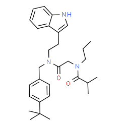 ChemSpider 2D Image | N-(2-{[2-(1H-Indol-3-yl)ethyl][4-(2-methyl-2-propanyl)benzyl]amino}-2-oxoethyl)-2-methyl-N-propylpropanamide | C30H41N3O2