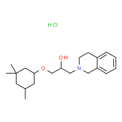 ChemSpider 2D Image | 1-(3,4-Dihydro-2(1H)-isoquinolinyl)-3-[(3,3,5-trimethylcyclohexyl)oxy]-2-propanol hydrochloride (1:1) | C21H34ClNO2