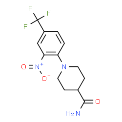 ChemSpider 2D Image | 1-[2-Nitro-4-(trifluoromethyl)phenyl]-4-piperidinecarboxamide | C13H14F3N3O3