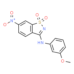 ChemSpider 2D Image | N-(3-Methoxyphenyl)-6-nitro-1,2-benzothiazol-3-amine 1,1-dioxide | C14H11N3O5S
