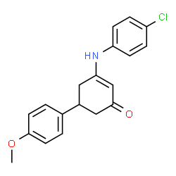 ChemSpider 2D Image | 3-(4-Chloro-phenylamino)-5-(4-methoxy-phenyl)-cyclohex-2-enone | C19H18ClNO2