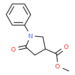 ChemSpider 2D Image | Methyl 5-oxo-1-phenyl-3-pyrrolidinecarboxylate | C12H13NO3