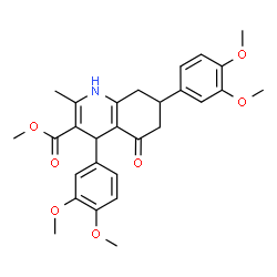 ChemSpider 2D Image | Methyl 4,7-bis(3,4-dimethoxyphenyl)-2-methyl-5-oxo-1,4,5,6,7,8-hexahydro-3-quinolinecarboxylate | C28H31NO7