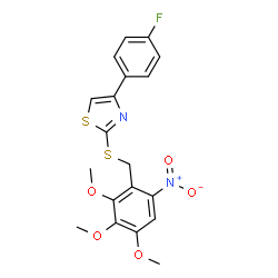 ChemSpider 2D Image | 4-(4-Fluorophenyl)-2-[(2,3,4-trimethoxy-6-nitrobenzyl)sulfanyl]-1,3-thiazole | C19H17FN2O5S2