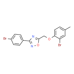 ChemSpider 2D Image | 5-[(2-Bromo-4-methylphenoxy)methyl]-3-(4-bromophenyl)-1,2,4-oxadiazole | C16H12Br2N2O2