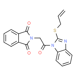 ChemSpider 2D Image | 2-{2-[2-(Allylsulfanyl)-1H-benzimidazol-1-yl]-2-oxoethyl}-1H-isoindole-1,3(2H)-dione | C20H15N3O3S