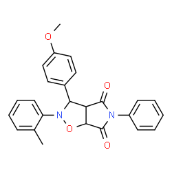 ChemSpider 2D Image | 3-(4-Methoxyphenyl)-2-(2-methylphenyl)-5-phenyldihydro-2H-pyrrolo[3,4-d][1,2]oxazole-4,6(3H,5H)-dione | C25H22N2O4