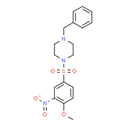ChemSpider 2D Image | 1-Benzyl-4-[(4-methoxy-3-nitrophenyl)sulfonyl]piperazine | C18H21N3O5S