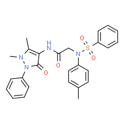ChemSpider 2D Image | N-(1,5-Dimethyl-3-oxo-2-phenyl-2,3-dihydro-1H-pyrazol-4-yl)-N~2~-(4-methylphenyl)-N~2~-(phenylsulfonyl)glycinamide | C26H26N4O4S