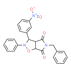 ChemSpider 2D Image | 5-Benzyl-3-(3-nitrophenyl)-2-phenyldihydro-2H-pyrrolo[3,4-d][1,2]oxazole-4,6(3H,5H)-dione | C24H19N3O5