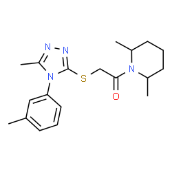 ChemSpider 2D Image | 1-(2,6-Dimethyl-1-piperidinyl)-2-{[5-methyl-4-(3-methylphenyl)-4H-1,2,4-triazol-3-yl]sulfanyl}ethanone | C19H26N4OS