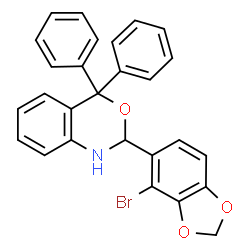 ChemSpider 2D Image | 2-(4-Bromo-1,3-benzodioxol-5-yl)-4,4-diphenyl-1,4-dihydro-2H-3,1-benzoxazine | C27H20BrNO3