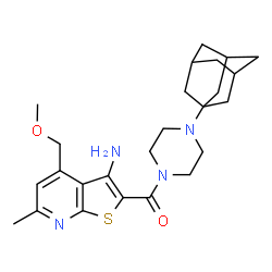 ChemSpider 2D Image | [4-(Adamantan-1-yl)-1-piperazinyl][3-amino-4-(methoxymethyl)-6-methylthieno[2,3-b]pyridin-2-yl]methanone | C25H34N4O2S