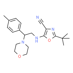 ChemSpider 2D Image | 2-tert-butyl-5-{[2-(4-methylphenyl)-2-(morpholin-4-yl)ethyl]amino}-1,3-oxazole-4-carbonitrile | C21H28N4O2