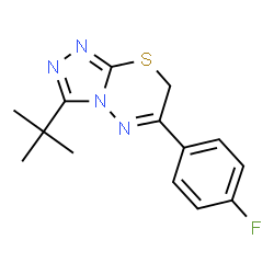 ChemSpider 2D Image | 6-(4-Fluorophenyl)-3-(2-methyl-2-propanyl)-7H-[1,2,4]triazolo[3,4-b][1,3,4]thiadiazine | C14H15FN4S