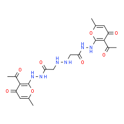 ChemSpider 2D Image | 2,2'-(1,2-Hydrazinediyl)bis[N'-(3-acetyl-6-methyl-4-oxo-4H-pyran-2-yl)acetohydrazide] | C20H24N6O8