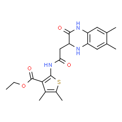 ChemSpider 2D Image | ethyl 2-[2-(6,7-dimethyl-3-oxo-2,4-dihydro-1H-quinoxalin-2-yl)acetamido]-4,5-dimethylthiophene-3-carboxylate | C21H25N3O4S