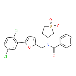 ChemSpider 2D Image | N-{[5-(2,5-Dichlorophenyl)-2-furyl]methyl}-N-(1,1-dioxidotetrahydro-3-thiophenyl)benzamide | C22H19Cl2NO4S