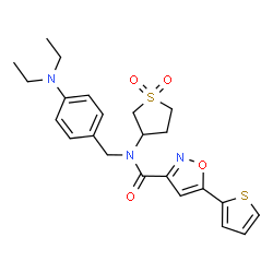 ChemSpider 2D Image | N-[4-(Diethylamino)benzyl]-N-(1,1-dioxidotetrahydro-3-thiophenyl)-5-(2-thienyl)-1,2-oxazole-3-carboxamide | C23H27N3O4S2