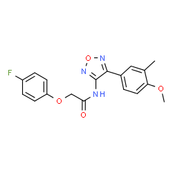 ChemSpider 2D Image | 2-(4-Fluorophenoxy)-N-[4-(4-methoxy-3-methylphenyl)-1,2,5-oxadiazol-3-yl]acetamide | C18H16FN3O4