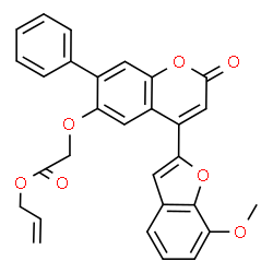 ChemSpider 2D Image | Allyl {[4-(7-methoxy-1-benzofuran-2-yl)-2-oxo-7-phenyl-2H-chromen-6-yl]oxy}acetate | C29H22O7