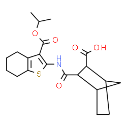 ChemSpider 2D Image | 3-{[3-(Isopropoxycarbonyl)-4,5,6,7-tetrahydro-1-benzothiophen-2-yl]carbamoyl}bicyclo[2.2.1]heptane-2-carboxylic acid | C21H27NO5S