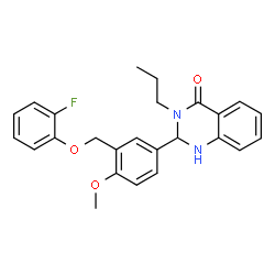 ChemSpider 2D Image | 2-{3-[(2-Fluorophenoxy)methyl]-4-methoxyphenyl}-3-propyl-2,3-dihydro-4(1H)-quinazolinone | C25H25FN2O3