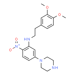 ChemSpider 2D Image | N-[2-(3,4-Dimethoxyphenyl)ethyl]-2-nitro-5-(1-piperazinyl)aniline | C20H26N4O4